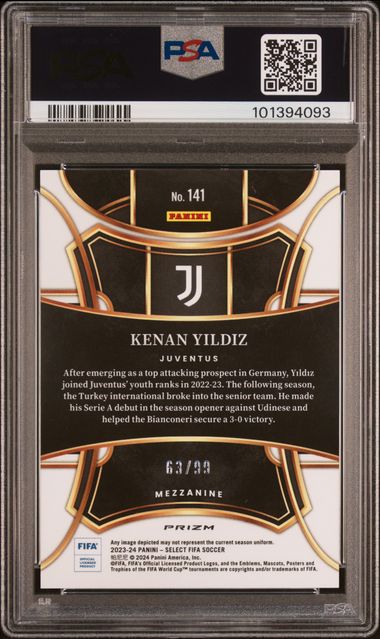 2023-24 PANINI SELECT FIFA #141 KENAN YILDIZ WINTER CAMO /99 PSA 10